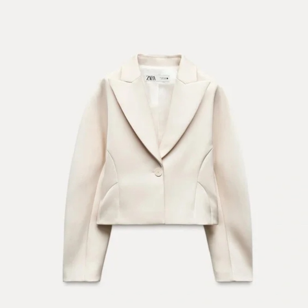 Zara Women's Off-White Balloon Sleeve Blazer
